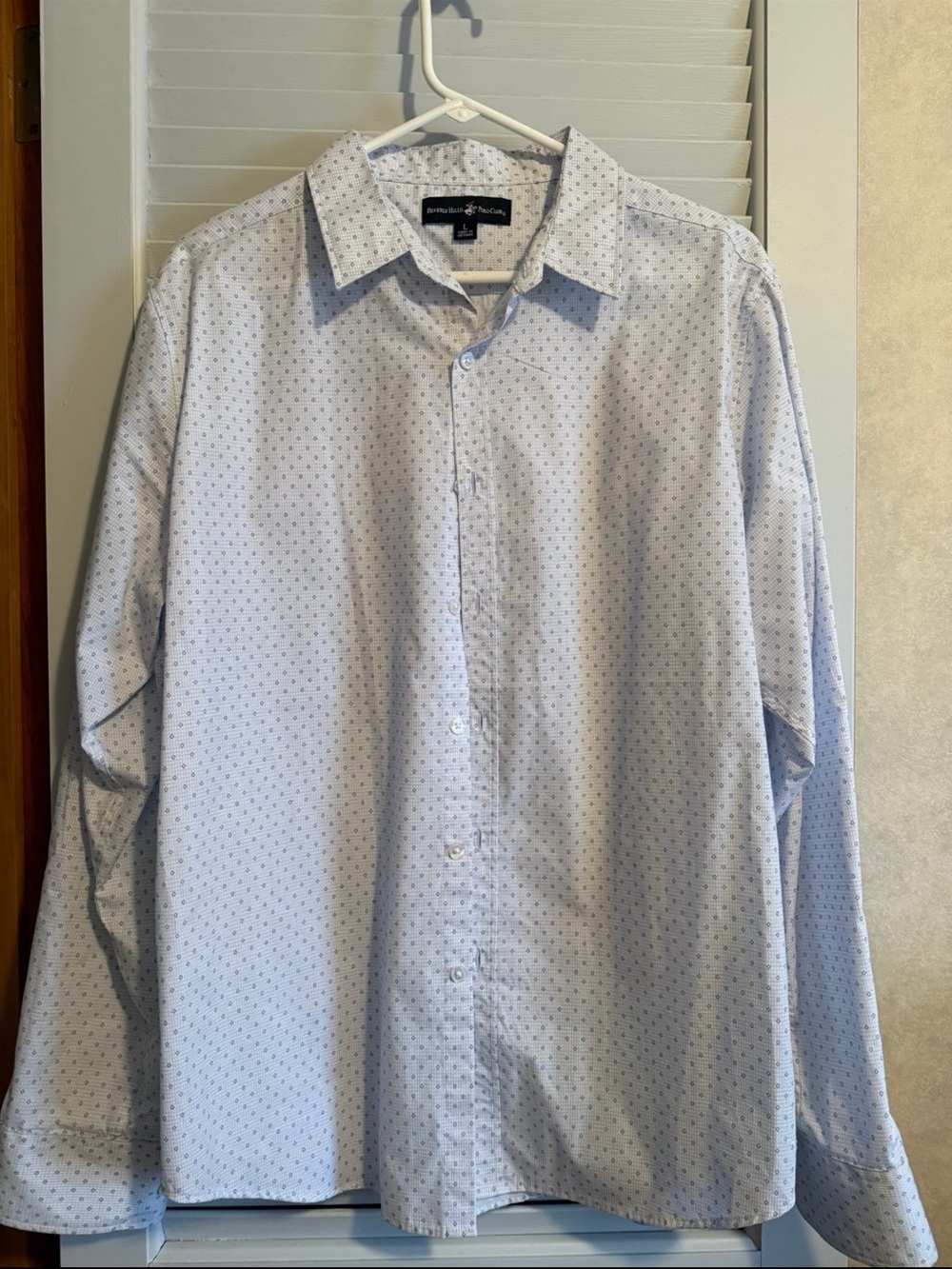 Beverly Hills Polo Club Men’s Light Blue Micro-Print Dress Shirt